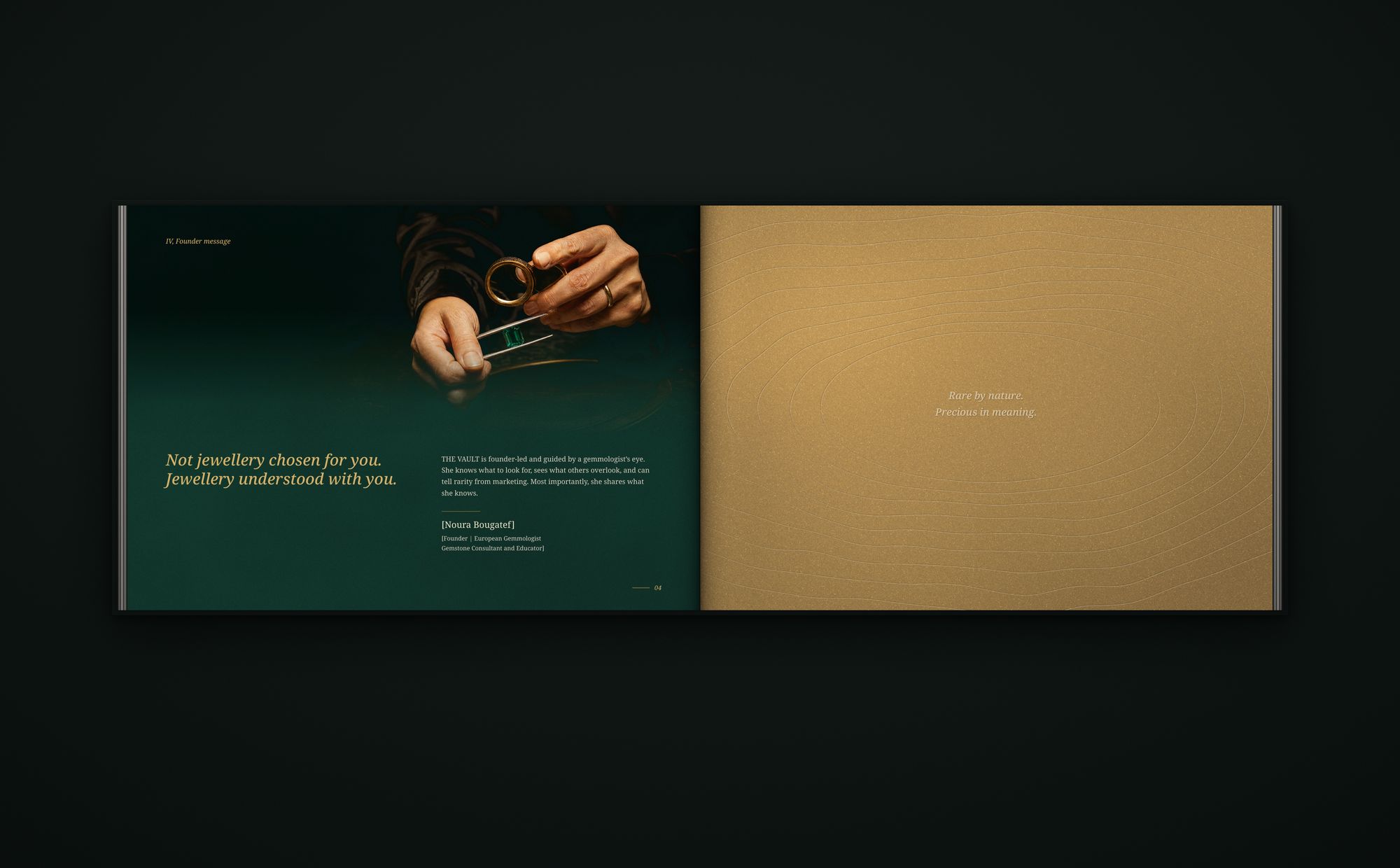 The open profile at the founder message and the gold page
