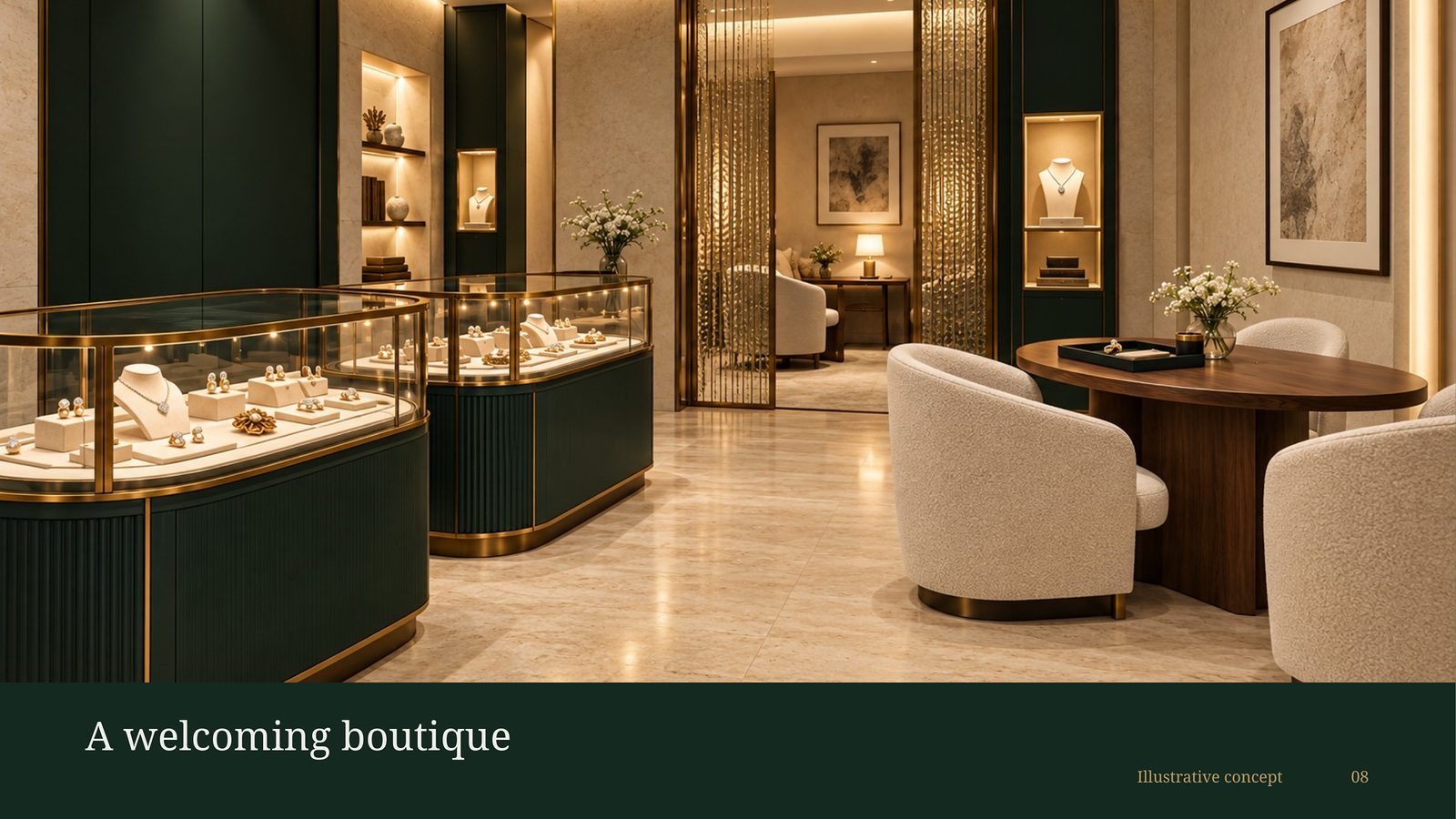 A welcoming boutique, illustrative concept