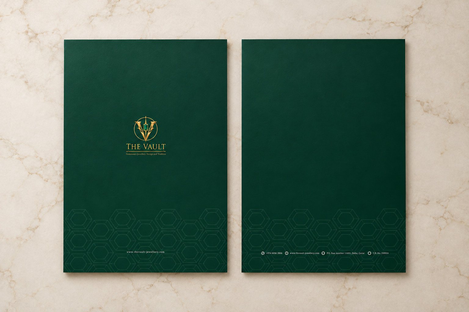 The letterhead covers on marble, front and back