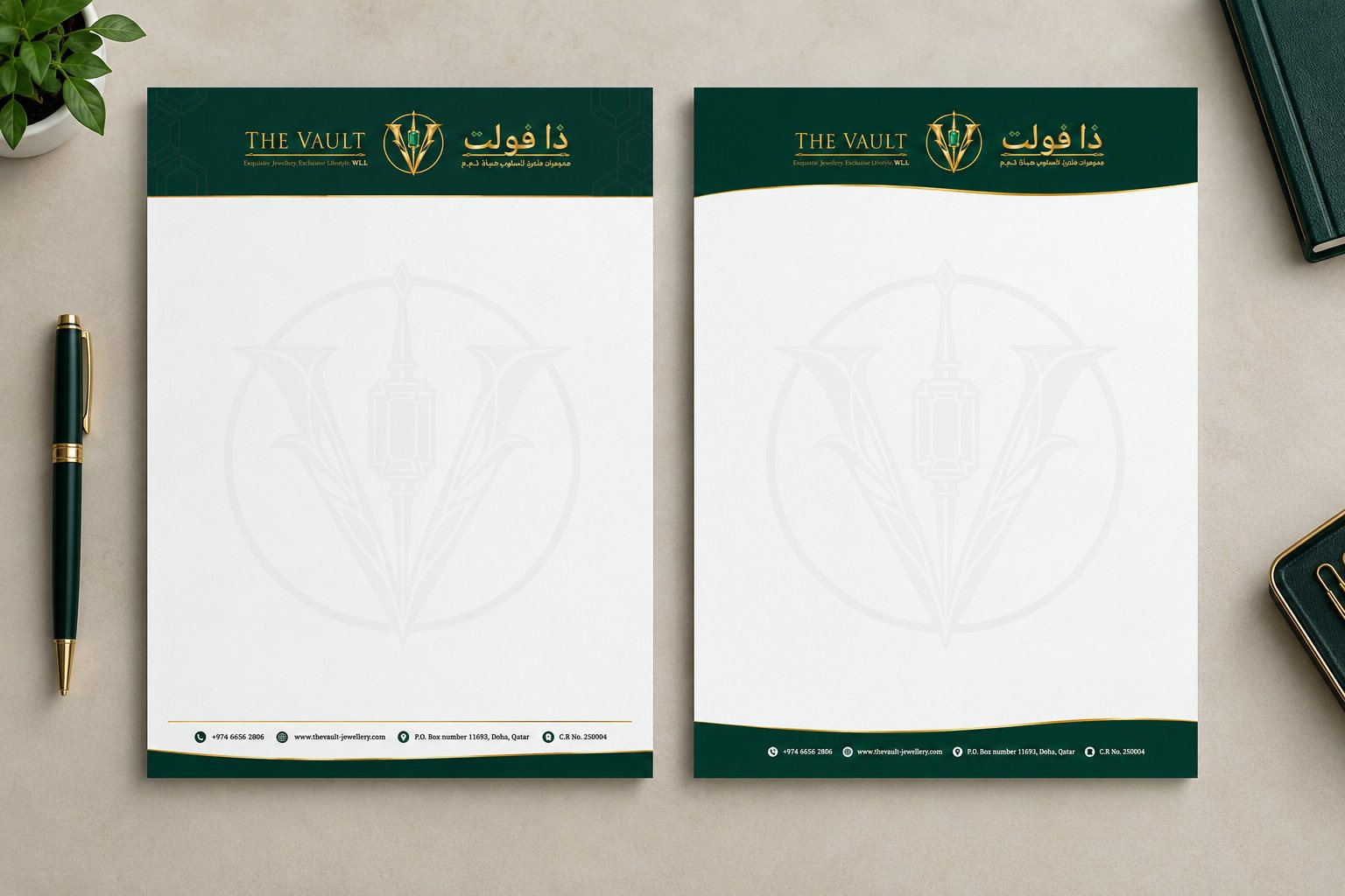 Both letterheads on a desk
